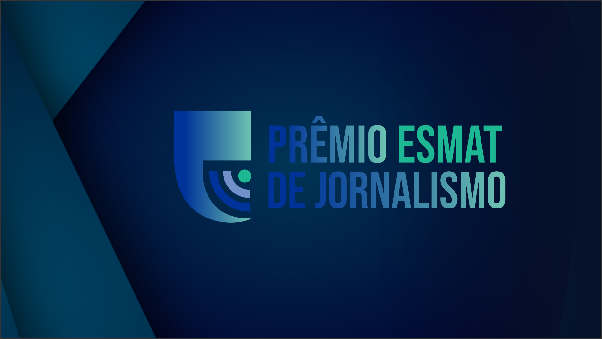 Card de divulgação com a escrita "Prêmio Esmat de Jornalismo" em tom azul