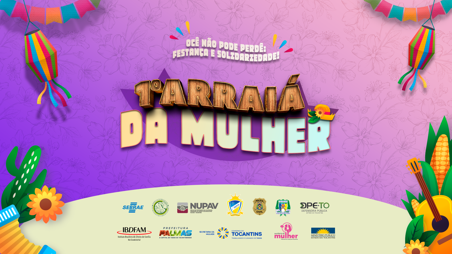 Arte divulgação com informações sobre o primeiro arraia da mulher.