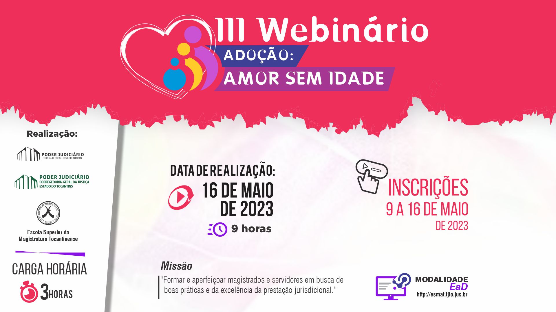 Arte de divulgação sobre o lll Weninário sobre adoção 'Amor sem Idade'