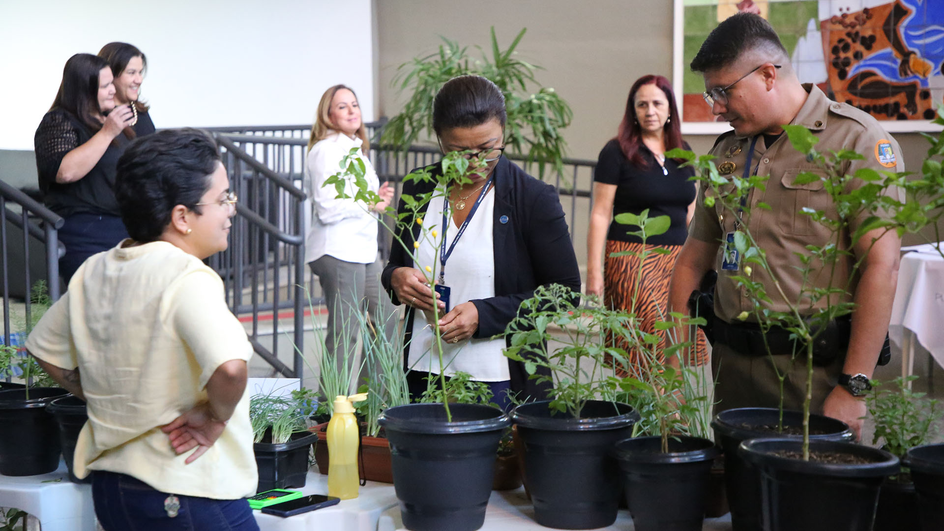 Público observando os itens expostos na banca 