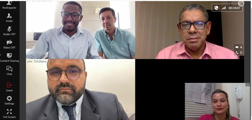Print de tela da reunião virtual realizada pelas partes envolvidas na conciliação