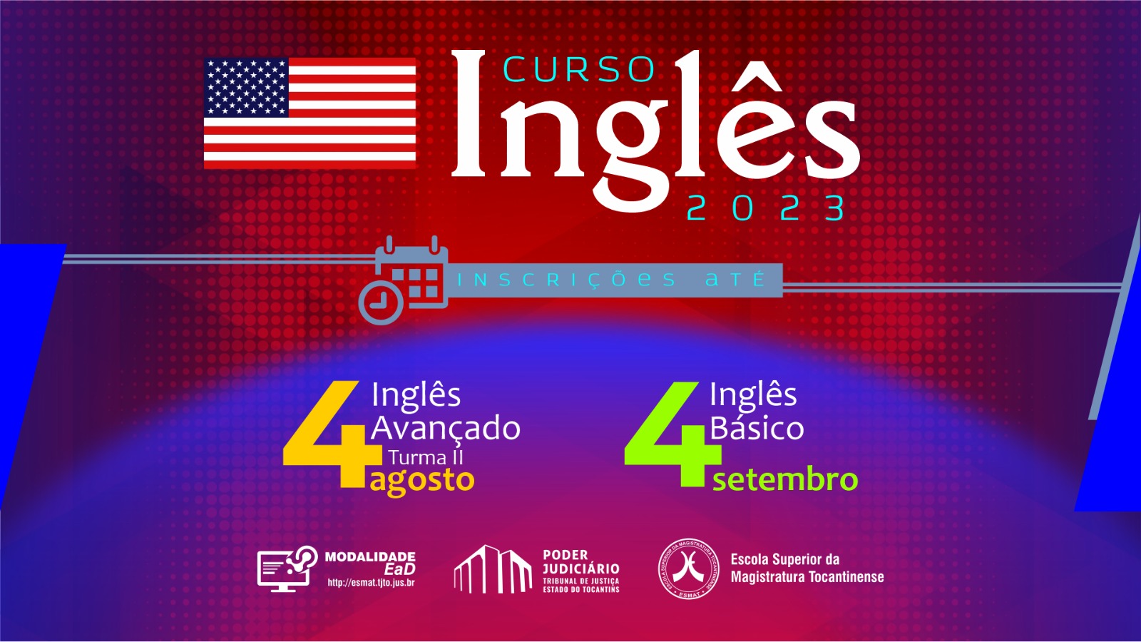 card com informações do evento e logomarcas do poder judiciário e esmat