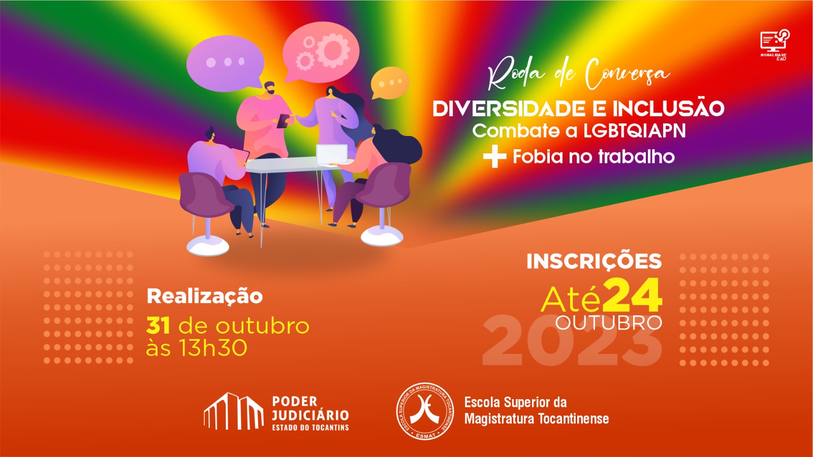 Card com informações de evento sobre combate a LGBTIAQPN+fobia no trabalho