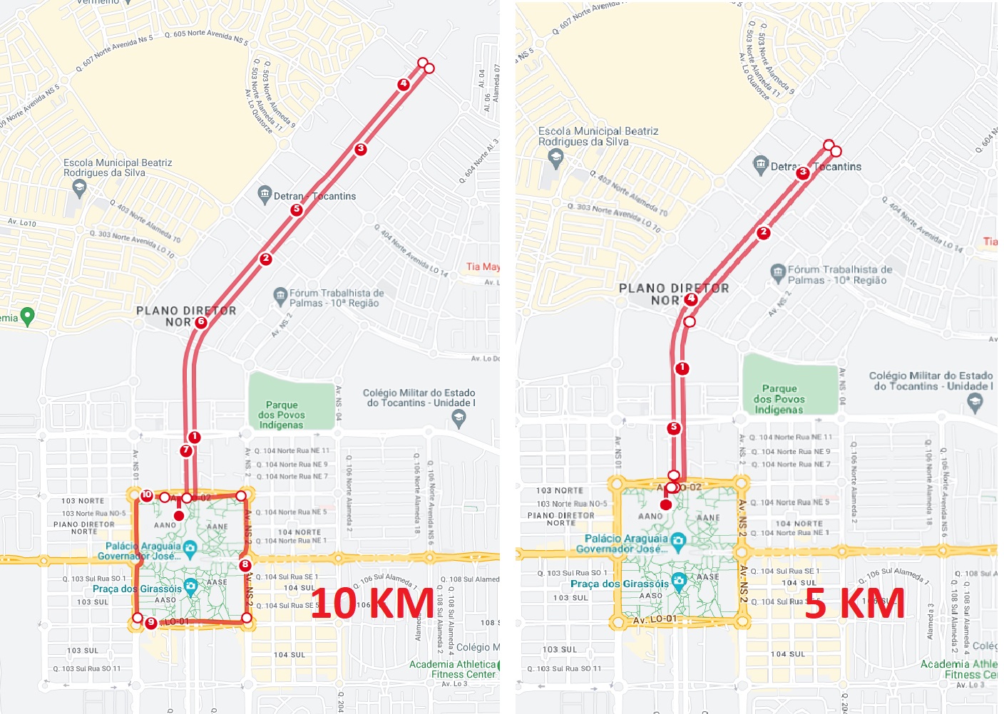 mapa com o trajeto da Corrida da Justiça