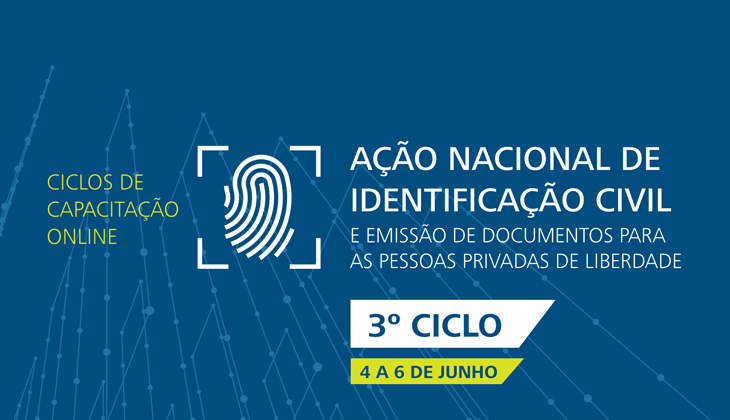 Arte sobre Ciclo de Capacitação on line com as cores azul, branco e amarelo