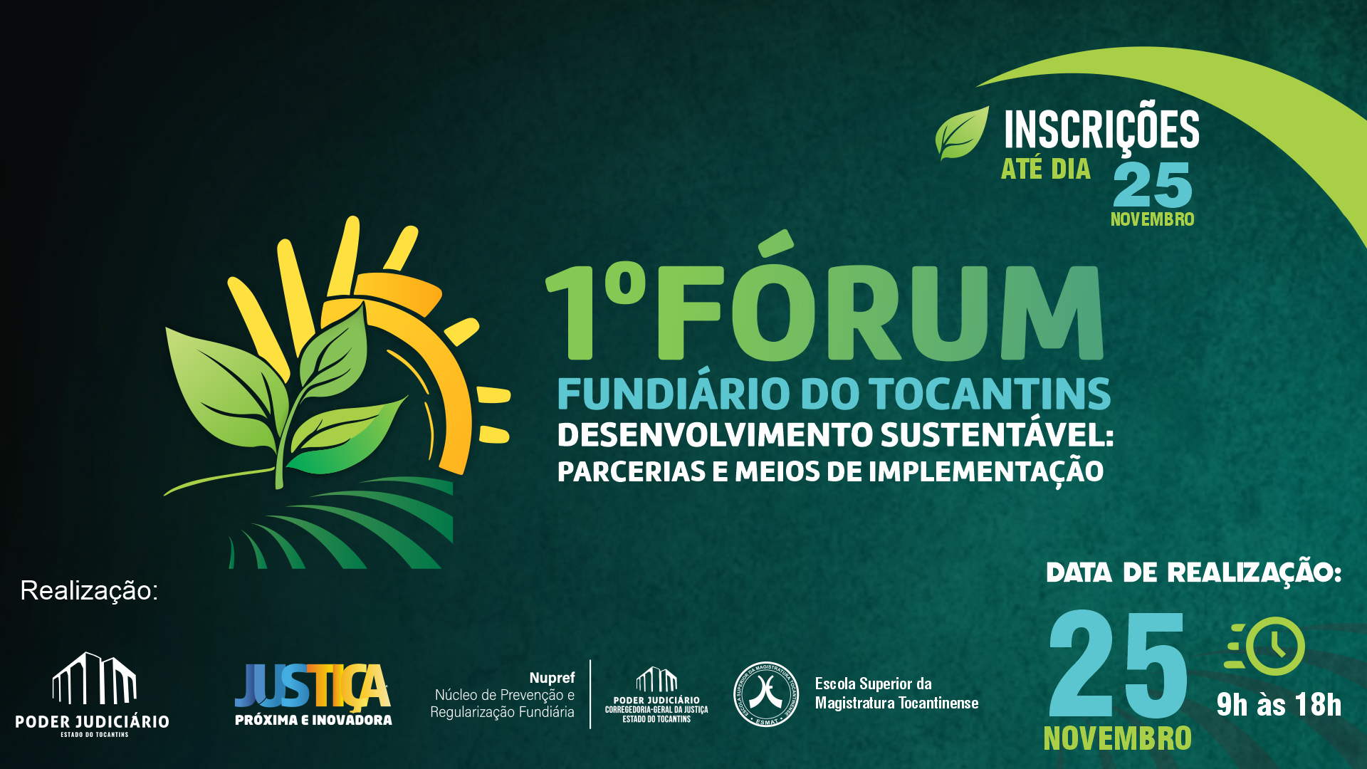 Imagem colorida que mostra informações do 1º Fórum Fundiário do Tocantins