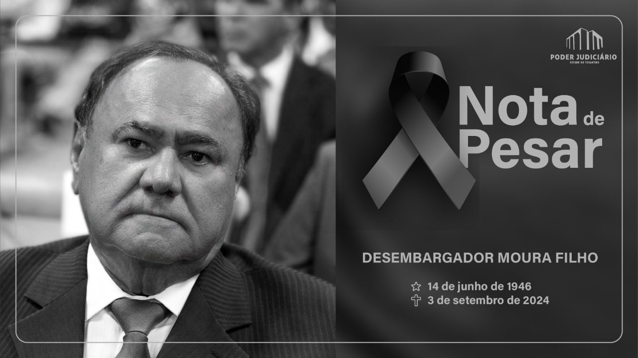 Imagem preto e branco do desembargador que faleceu com os dizeres: "Nota de pesar"