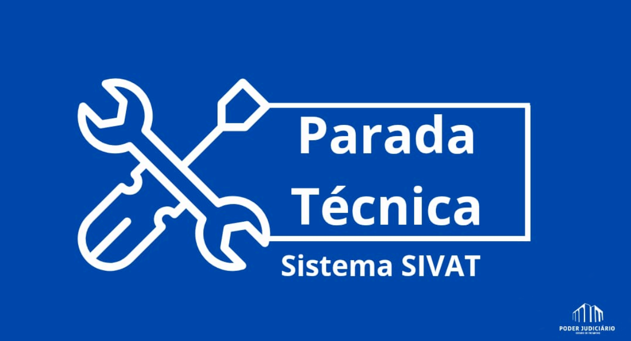 A imagem é um logotipo com fundo azul que apresenta ferramentas cruzadas e texto branco que indica uma "Parada Técnica" no sistema SIVAT.