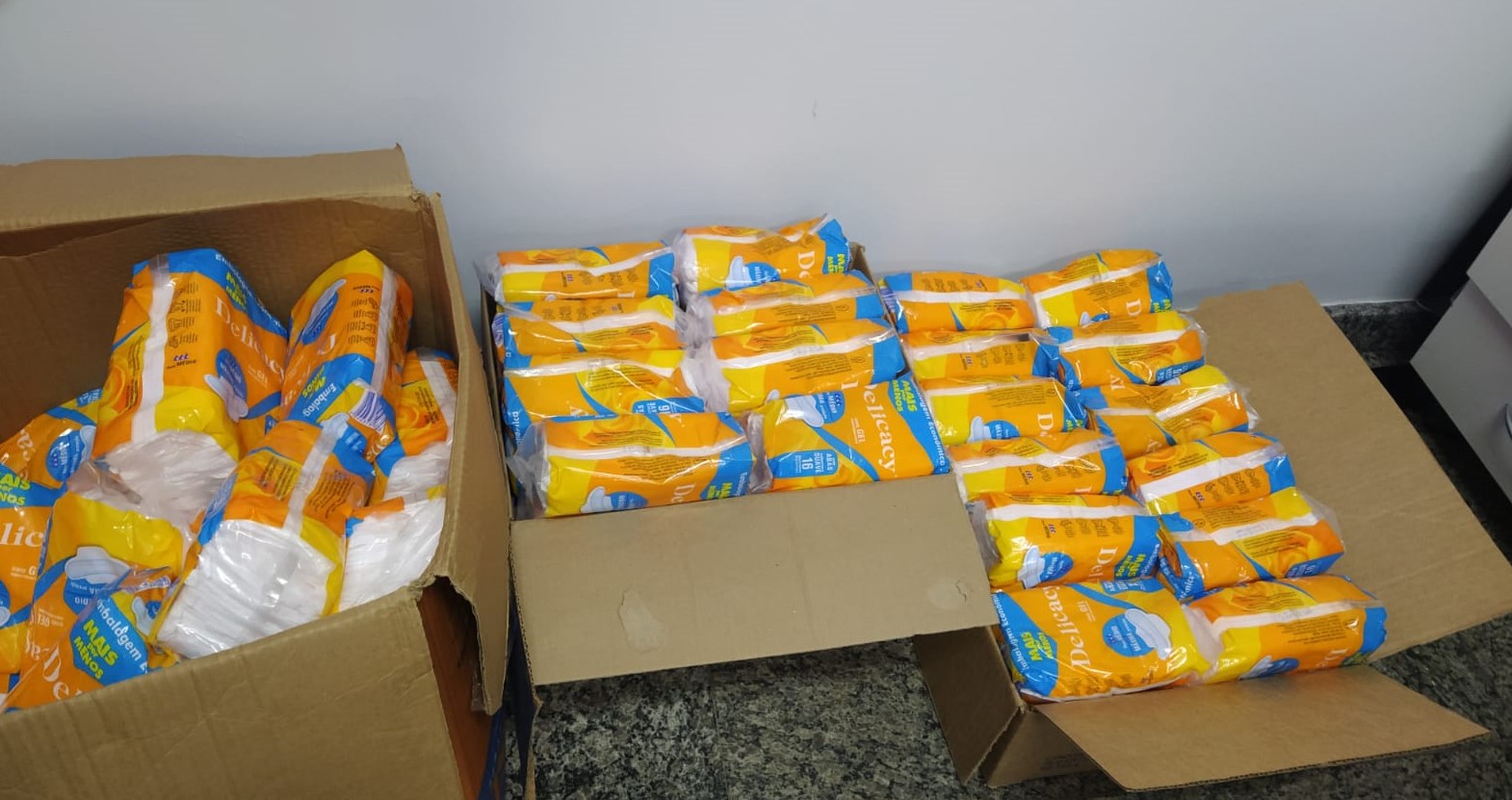 Absorvente coletados para entrega durante Prêmio EducaJus