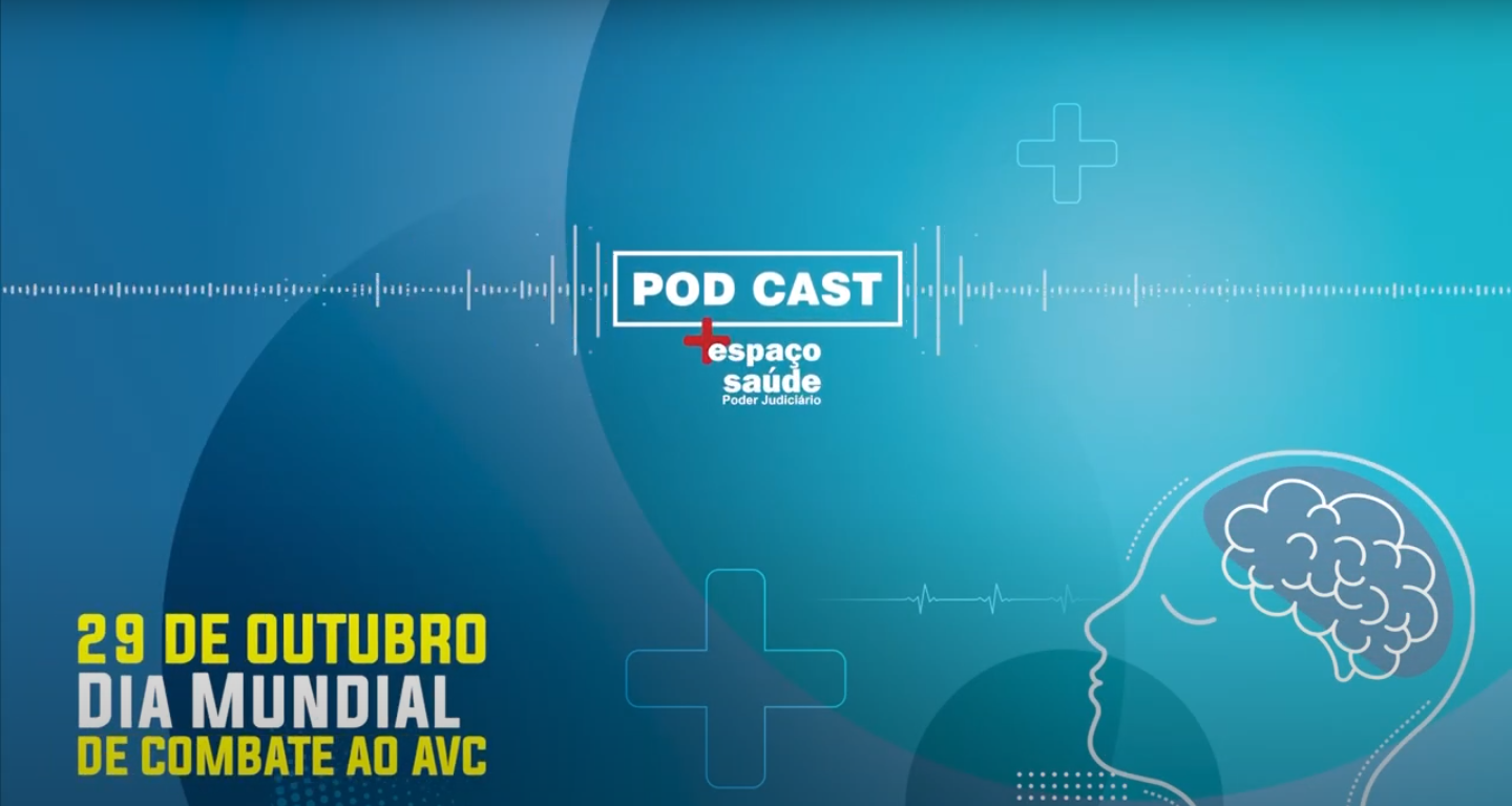 Arte para divulga o Podcast da ESMAT sobre Acidente Vascular Cerebral - AVC