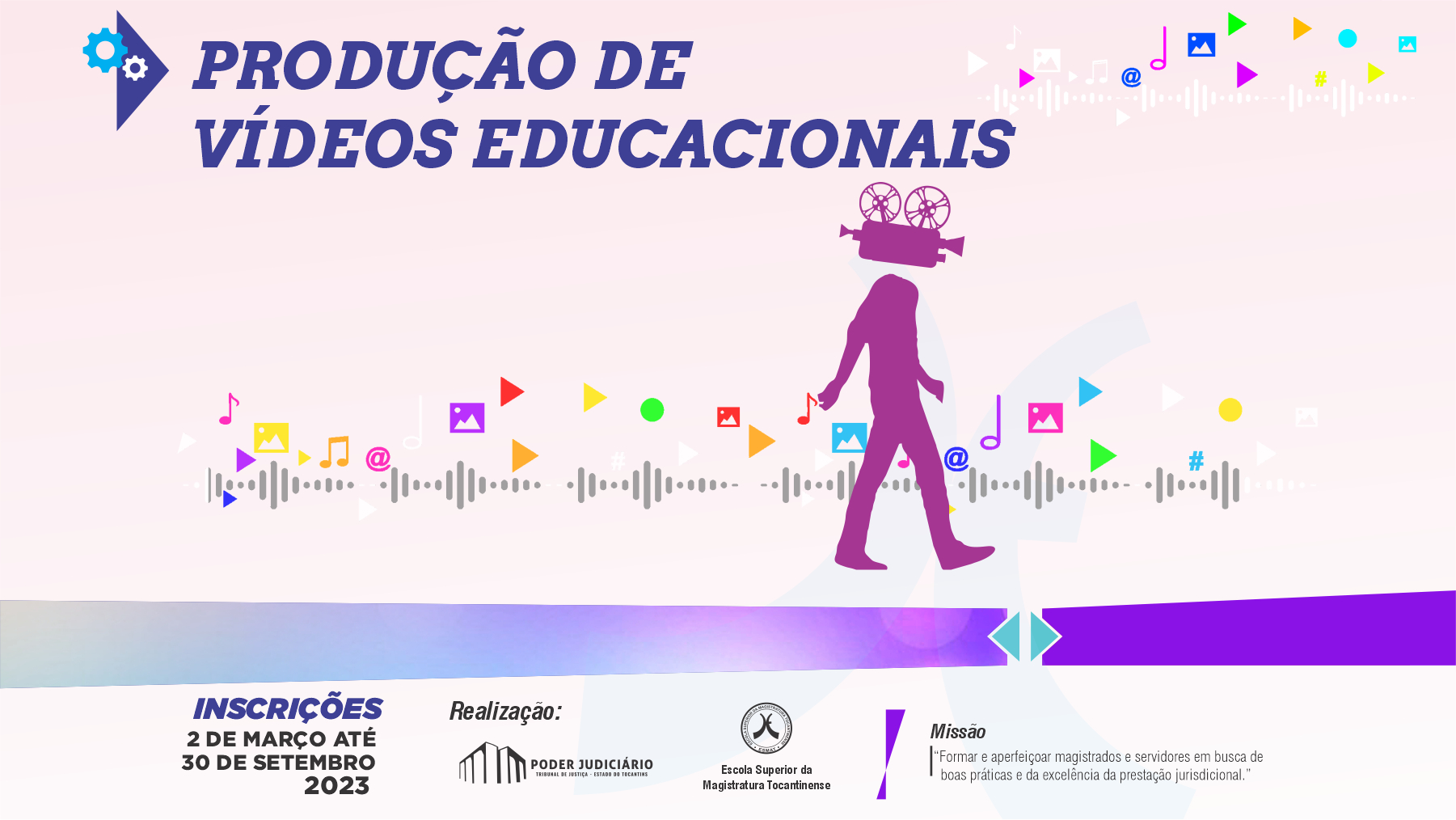 Arte para divulgação do curso de Produção de Vídeos Educacionais