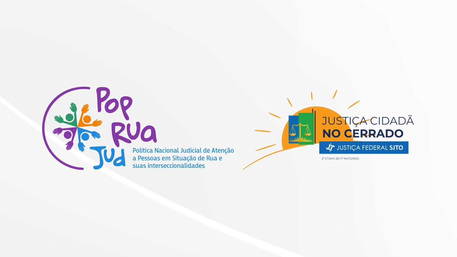 Imagem ilustrativa com as logomarcas do Pop Rua Jud e Justiça Cidadã no Cerrado