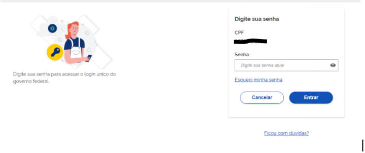 Campo de senha e botão entrar